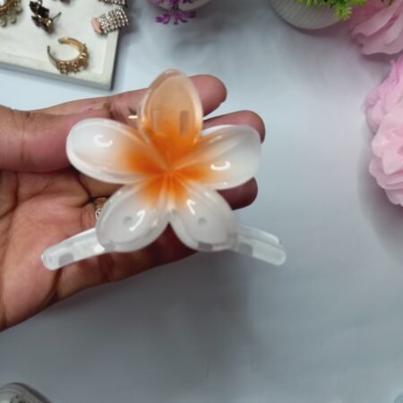 Flower Hair Claw Clip with Broad Base